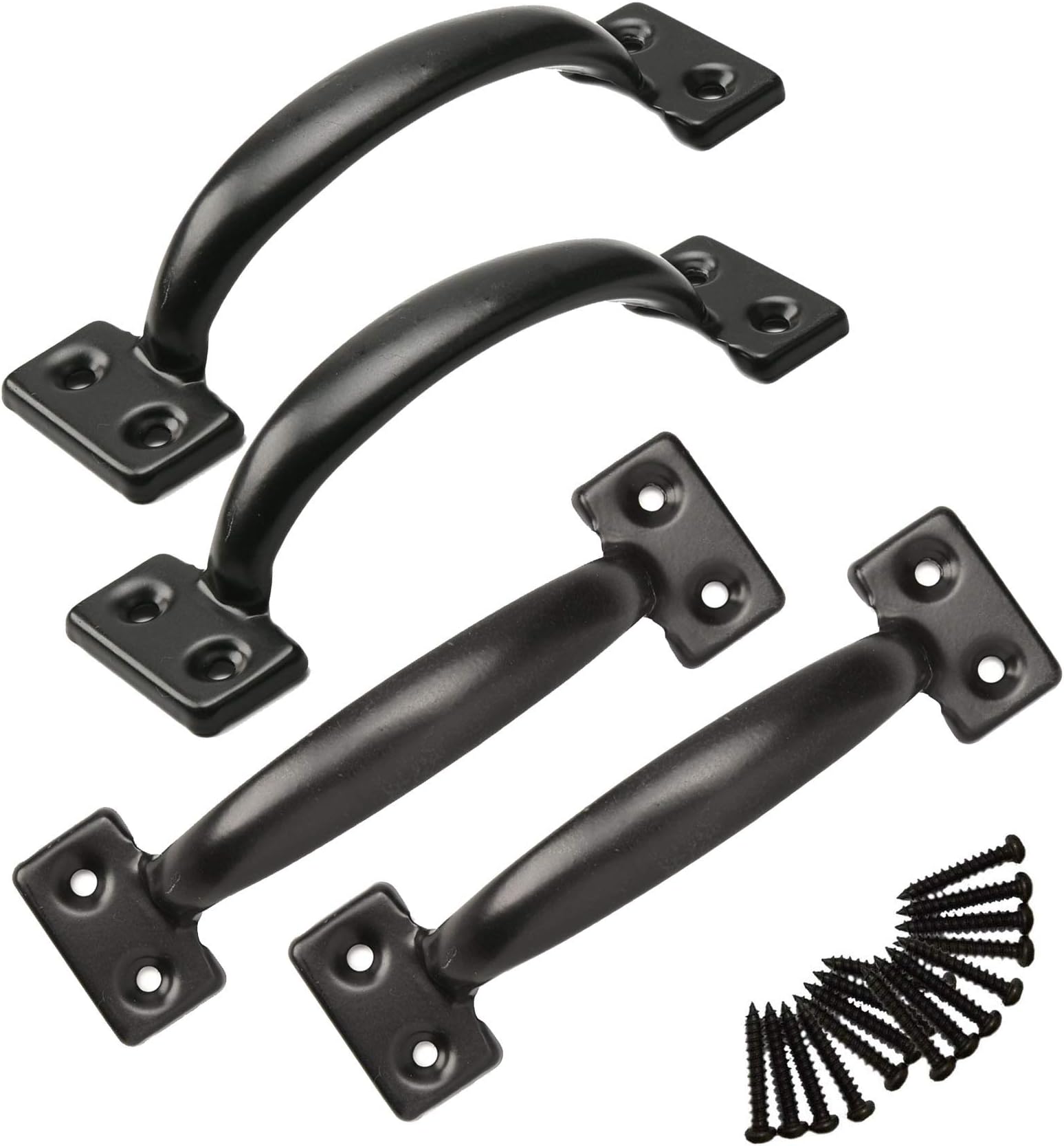 TamBee 6-1/2" Pulls Gate Handle Black Handle Metal Handle Gate Pull Handle Shed Door Handle Fence Gate Handles for Wooden Fences Outdoor 4Pcs