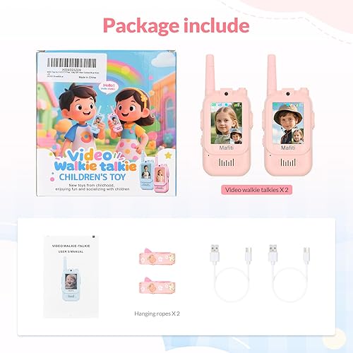 Miniatura 8 de Mafiti Juguetes para niños y niñas de 3, 4, 5, 6, 7, 8 años, mini video walkie talkies para niños, paquete de 2 unidades, recargable, rango de 1000