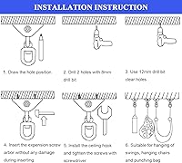 Vista 7 de Kit colgante de hamaca con resorte oscilante, ganchos de suspensión de capacidad de 1000 libras, perchas de columpio resistentes con rotación
