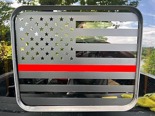 Calcomanías para Ford F150 2015-2023, calcomanías de bandera estadounidense para ventana trasera media, color negro mate, línea roja, calcomanías de