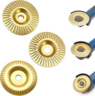 3-Piece Wood Carving Disc Set for Angle Grinder, Tungsten Carbide Wood Grinding Wheel Attachments, 4" & 4-1/2" Shaping Sanding Polishing Pad for Woodworking, Bark Removal & DIY (3 PCS Mix)