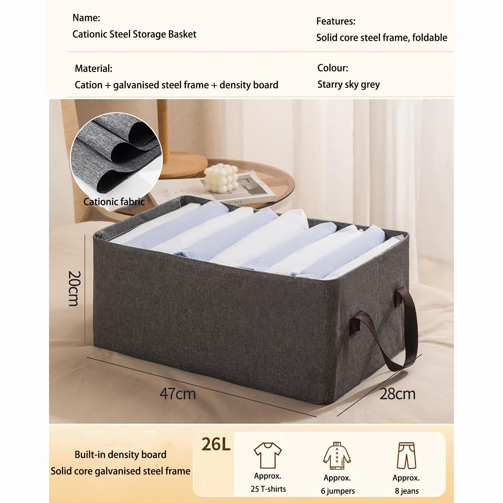 Cajón Organizador Plegable, Caja de Almacenamiento de Tela, Contenedores de Tela de Cubo, Cestas para Camisetas, Bragas, Ropa Interior, Ropa de Bebé para Guardería