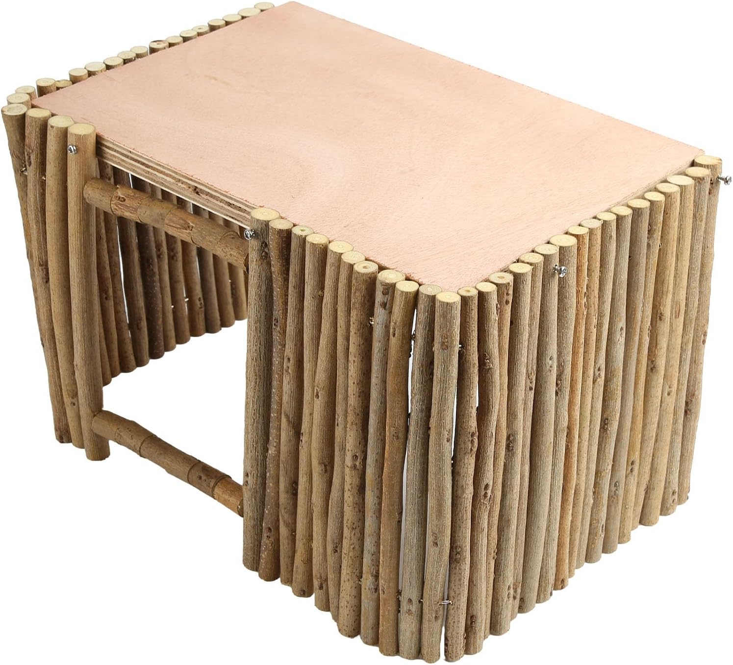 Focket Rabbit Hideout, Applewood Safe Material Breathable Dual Entrances Hamster Hideout Guinea Pig with Play Platform Roof for Rabbits Hamsters Guinea Pigs