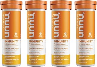 Nuun Immunity: Immune Support Hydration Supplement, 4 Tubes (40 Servings), Orange Citrus, Electrolytes, Antioxidants, Vitamin C, Zinc, Turmeric, Elderberry, Ginger, Echinacea