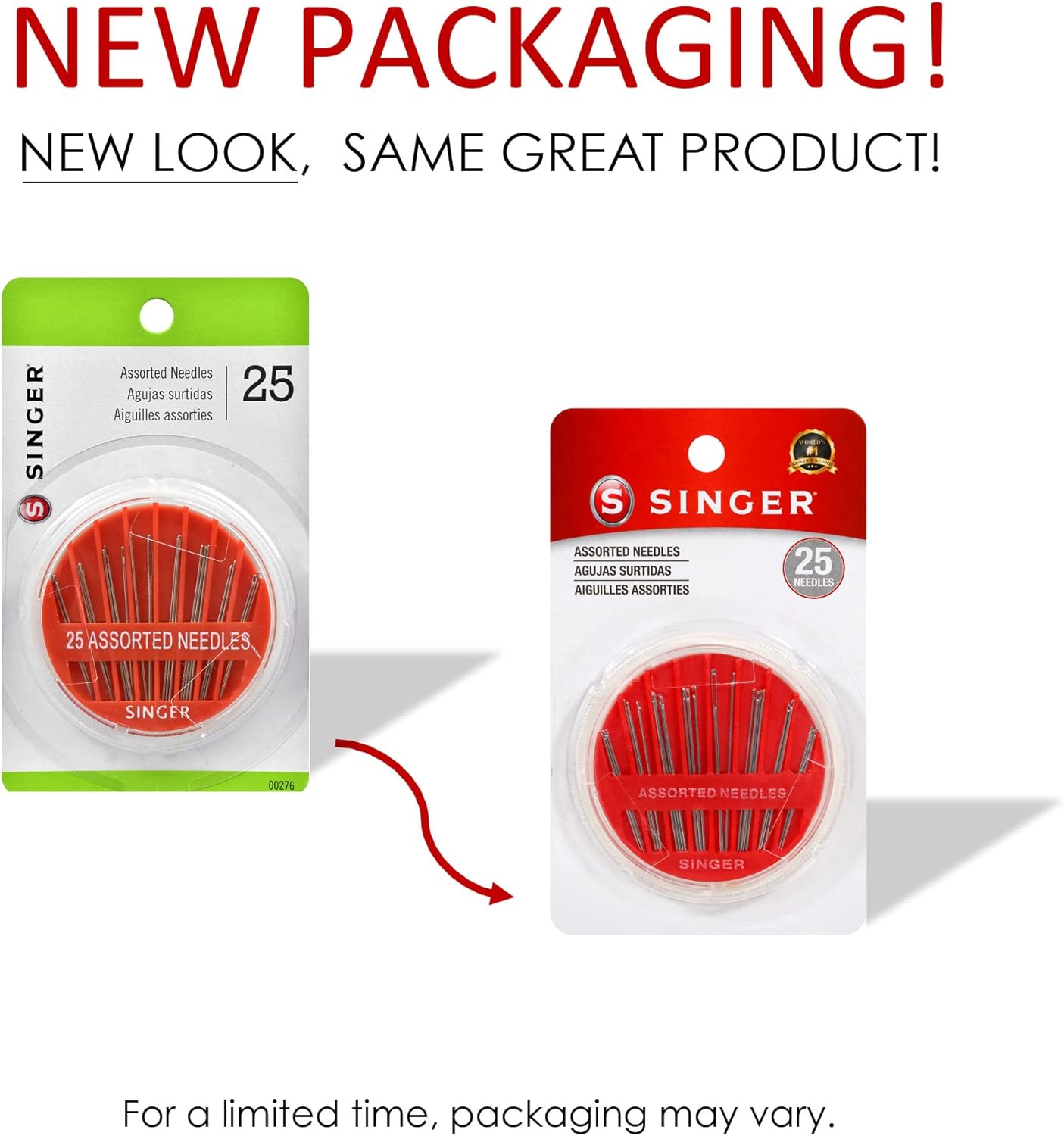 SINGER 00276 Assorted Hand Needles in Compact, 25-Count,Assorted 25/Pkg : Arts, Crafts & Sewing