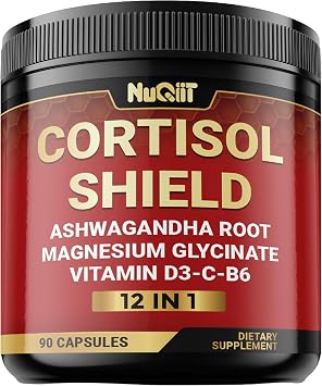 NUQIIT 12in1 Cortisol Shield - Ashwagandha and Magnesium & 10 More - 90 Capsules