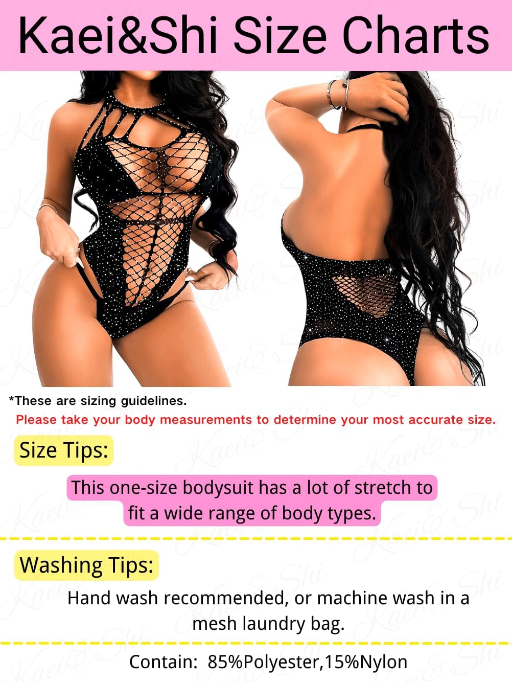 Kaei&Shi Exotic Dancewear,Sparkly Rhinestone Fishnet Body Suits Ladies,Sheer Mesh Sexy Thong Bodysuit Rave Festival Club - Image 6