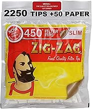 2250 ZIG ZAG Filters Slim- 450'S X 5 Bags and 50 Swiss+ Rolling Papers
