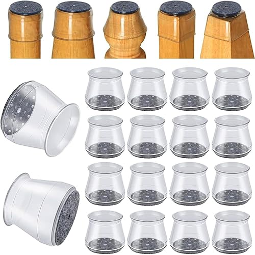 16 protectores para patas de silla para suelos de madera dura, Almohadillas de fieltro de silicona, antideslizantes, Fundas de patas de mesa