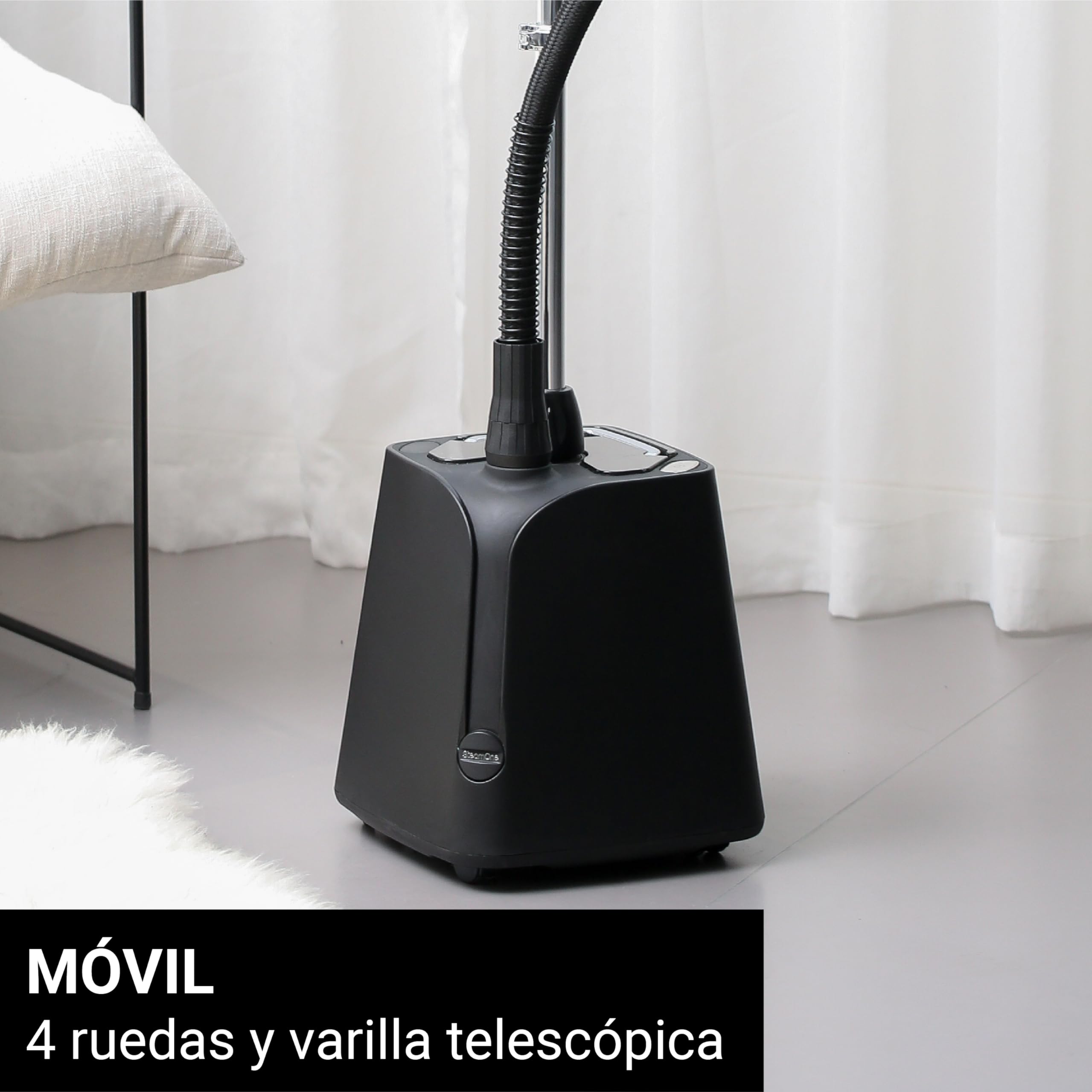 STEAMONE- Plancha de Vapor Vertical 1800W- Tanque de 1,8L- Fácil de Mover 4 Ruedas Motrices- Calentamiento 60s- Válvula Anti-Calcárea- Manguera Triple Protección Térmica- Cable 2m- Steamer H18B