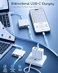 AIRSKY USB-C Adaptateur numérique Av Multiport, USB C à HDTV Adaptateur pour iPhone 15/16 à TV Port à deux voies, USB3.1 et charge rapide 4K HDTV Sortie compatible avec Iphone15 / 16 Ipad pro Mackbook Pro | 3-in-1 hub supporte 4K@60Hz, 100W PD le chargement, US