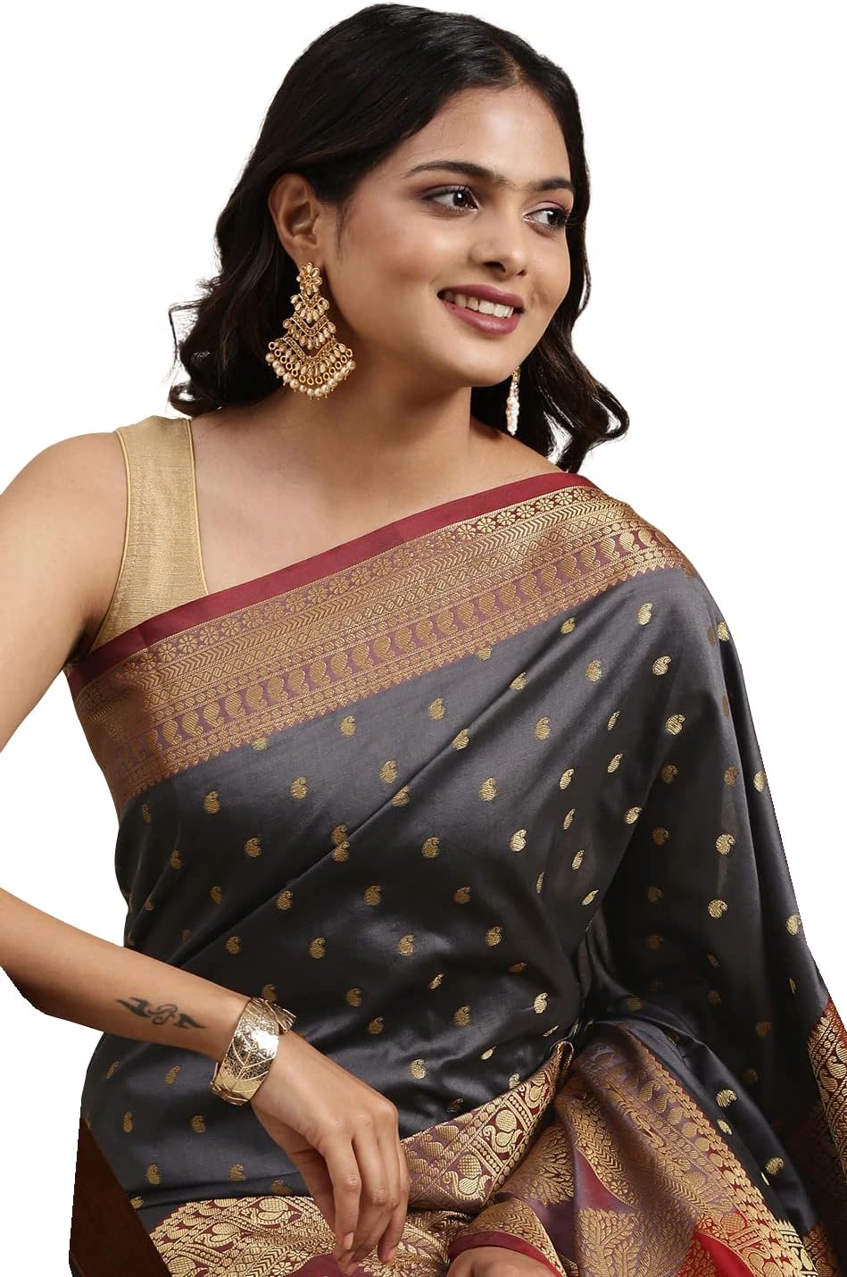 Pandadi Saree Women's Banarasi Silk Saree With Unstitched Blouse Piece