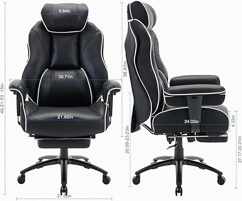 Miniatura 2 de DJWang Silla de oficina grande y alta con reposapiés, silla de oficina ejecutiva de respaldo alto, sillas ergonómicas con soporte lumbar, sillas
