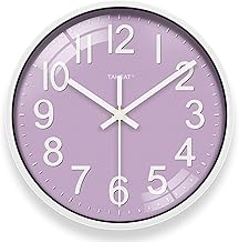 TAHEAT Wall Clock for Kitchen, Modern Silent 30 cm Purple Clock, Decorative Clock for Kitchen, Living Room, Bedroom, Bathroom, Office, Cafeteria