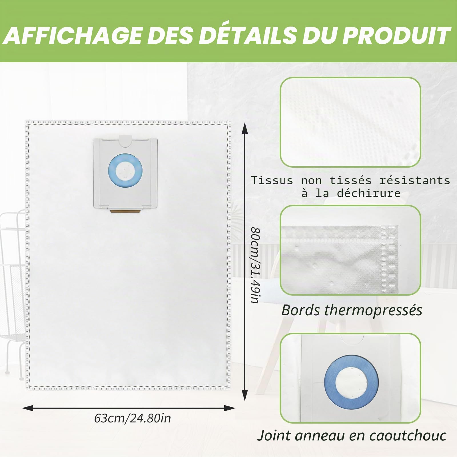6 sacs d'aspirateur pour Festool CT 36/ CTM 36 E/CTL 36 E, sacs de filtre de rechange à 5 couches pour Festool 496186, sac de filtre de grande capacité pour extracteur de poussière, pièces de rechange
