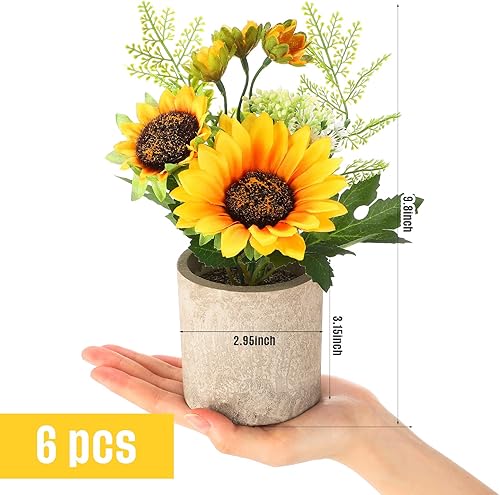 Miniatura 8 de 16 girasoles artificiales amarillos falsos en macetas, girasoles, flores artificiales, centros de mesa para mesas, girasoles, plantas en maceta para
