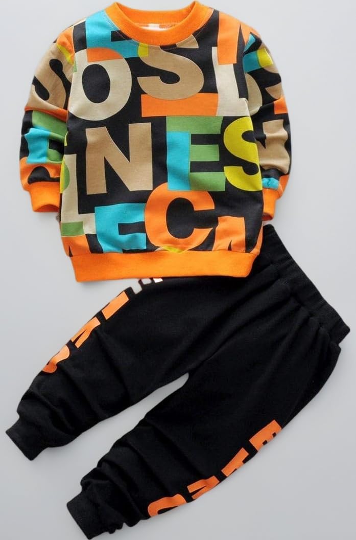 Boy's Cotton full Sleeves Printed Sweatshirt and Pant Set in Multi Color
