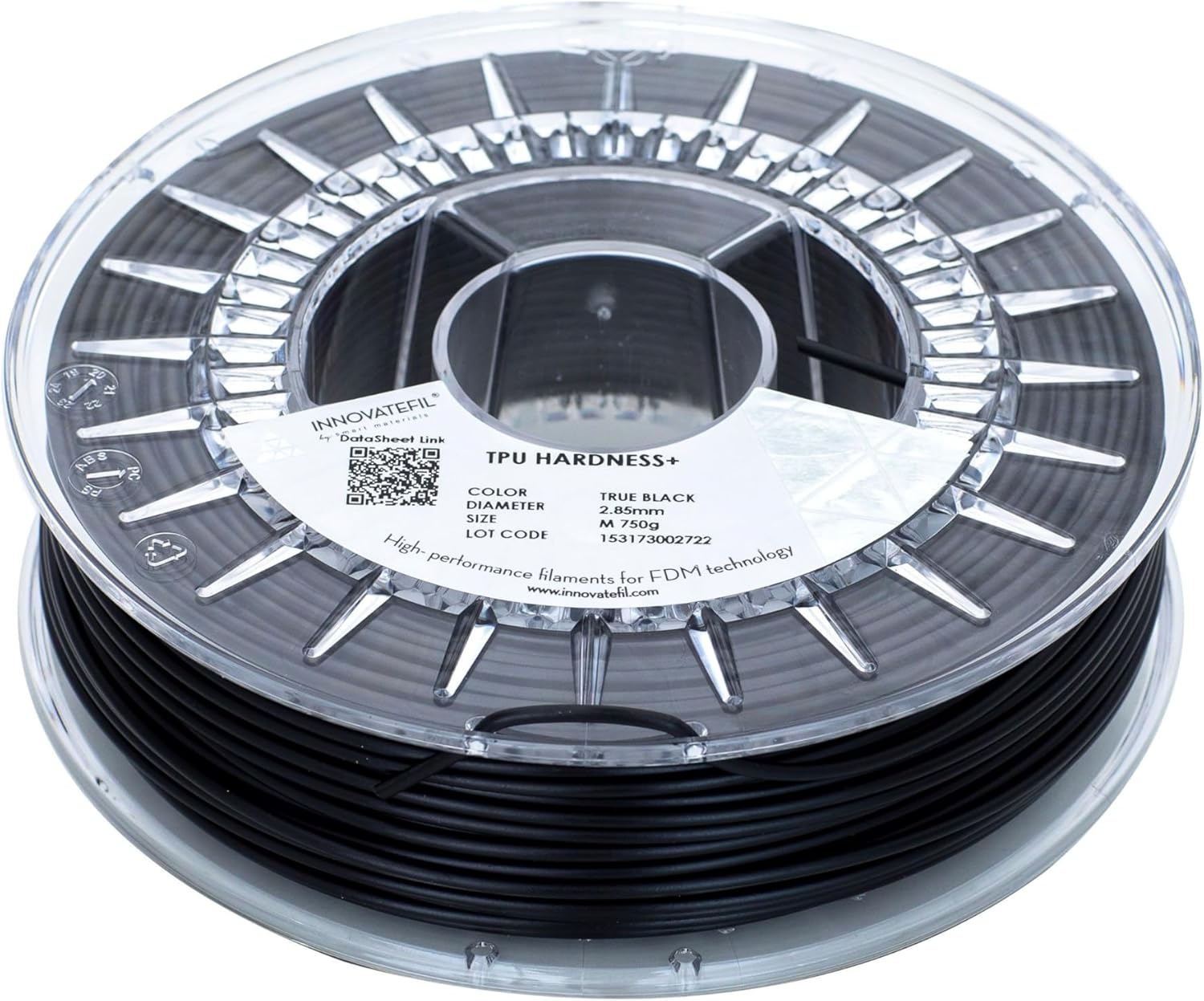TPU HARDNESS+, 2.85 mm, TRUE BLACK, 750 g Filament for 3D Printing by Smart Materials 3D