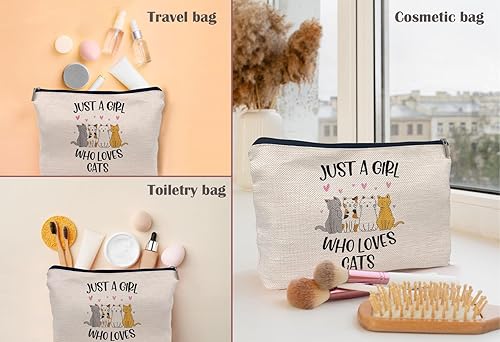 Miniatura 10 de Lacosu Divertida bolsa de maquillaje para gatos, bolsa de cosméticos pequeña con cremallera, regalos de cumpleaños para amantes de los gatos,