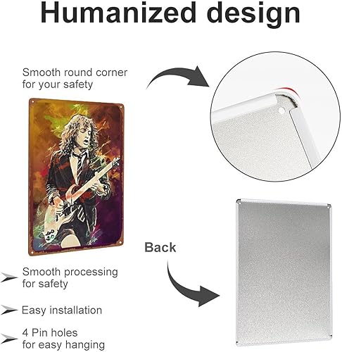 Miniatura 3 de Artist1 Angus Young - Cartel de metal para decoración de pared, 12 x 8 pulgadas