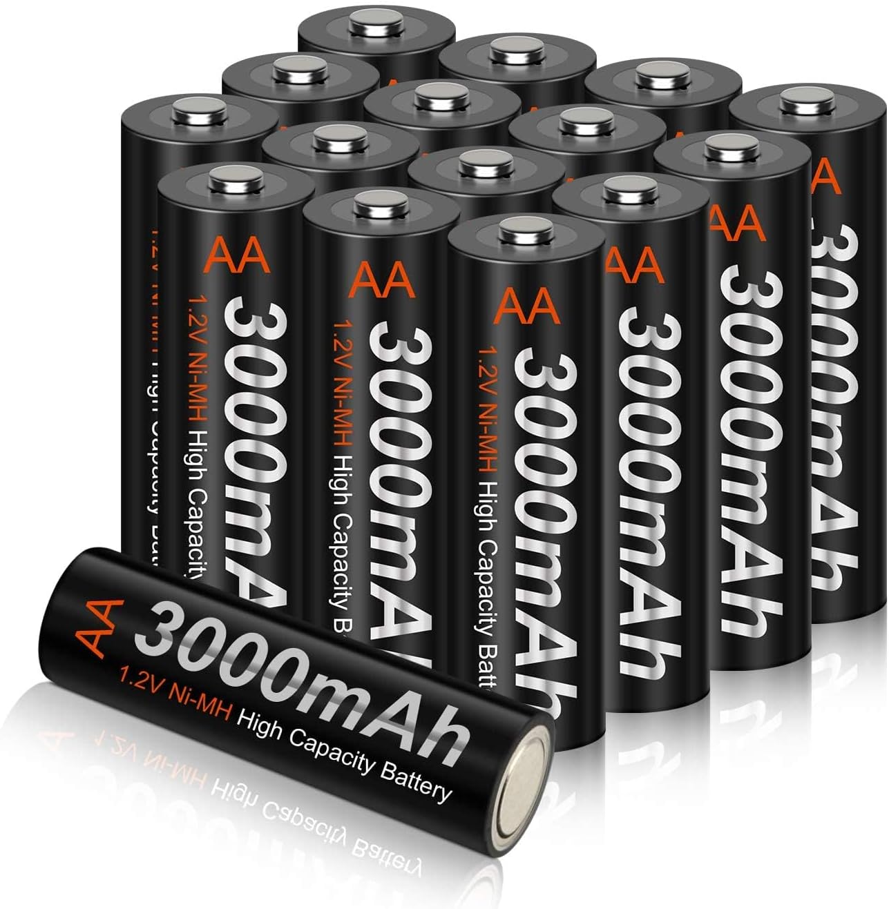 CITYORK AA Rechargeable Batteries Pack of 16 3000 mAh Mignon AA Battery with High Capacity Solar Battery NI-MH 1.2 V Pre-Charged Low Self-Discharge with Storage for Solar Lights