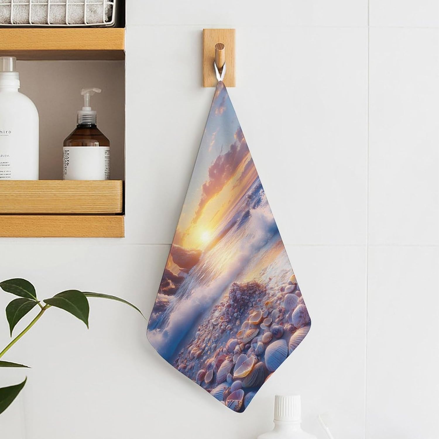 Sunset Sea Shells Towel Hand Towels Decorative Towel for Bathroom Kitchen Shower Gym 4PCS