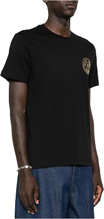 VERSACE JEANS COUTURE Black/Gold Mens Foil Print Medallion T-Shirt