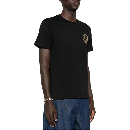 VERSACE JEANS COUTURE Black/Gold Mens Foil Print Medallion T-Shirt