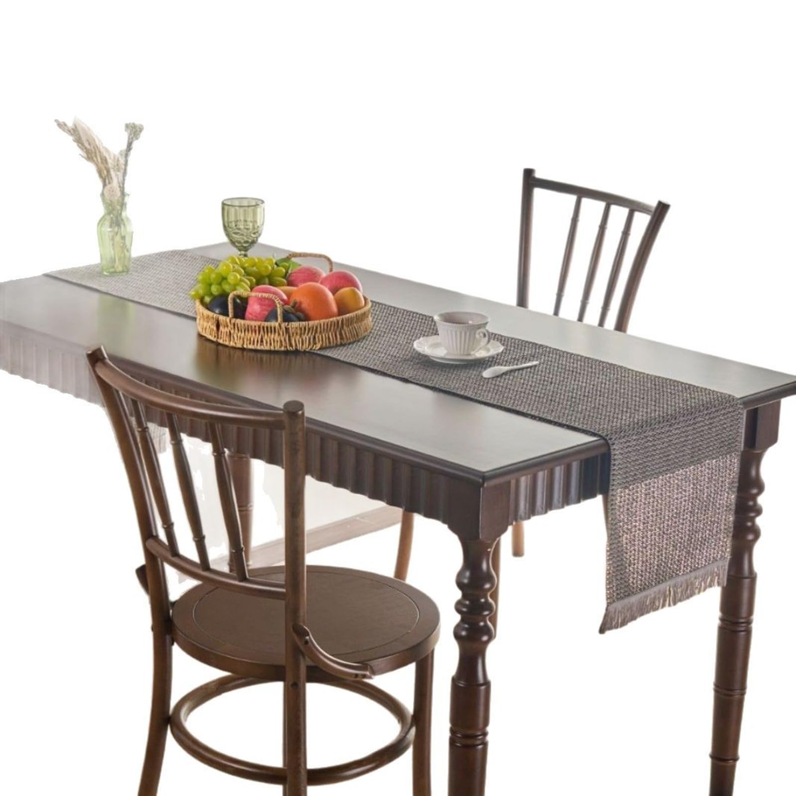 Grau Tischläufer Papier, Makramee Boho Tischläufer Dekostoff Abwaschbar Tischband Einfarbig Hohl Gewebter mit Quasten Tischdecke für Esszimmer Hochzeit Party Dekor, 33x240 cm, Grau