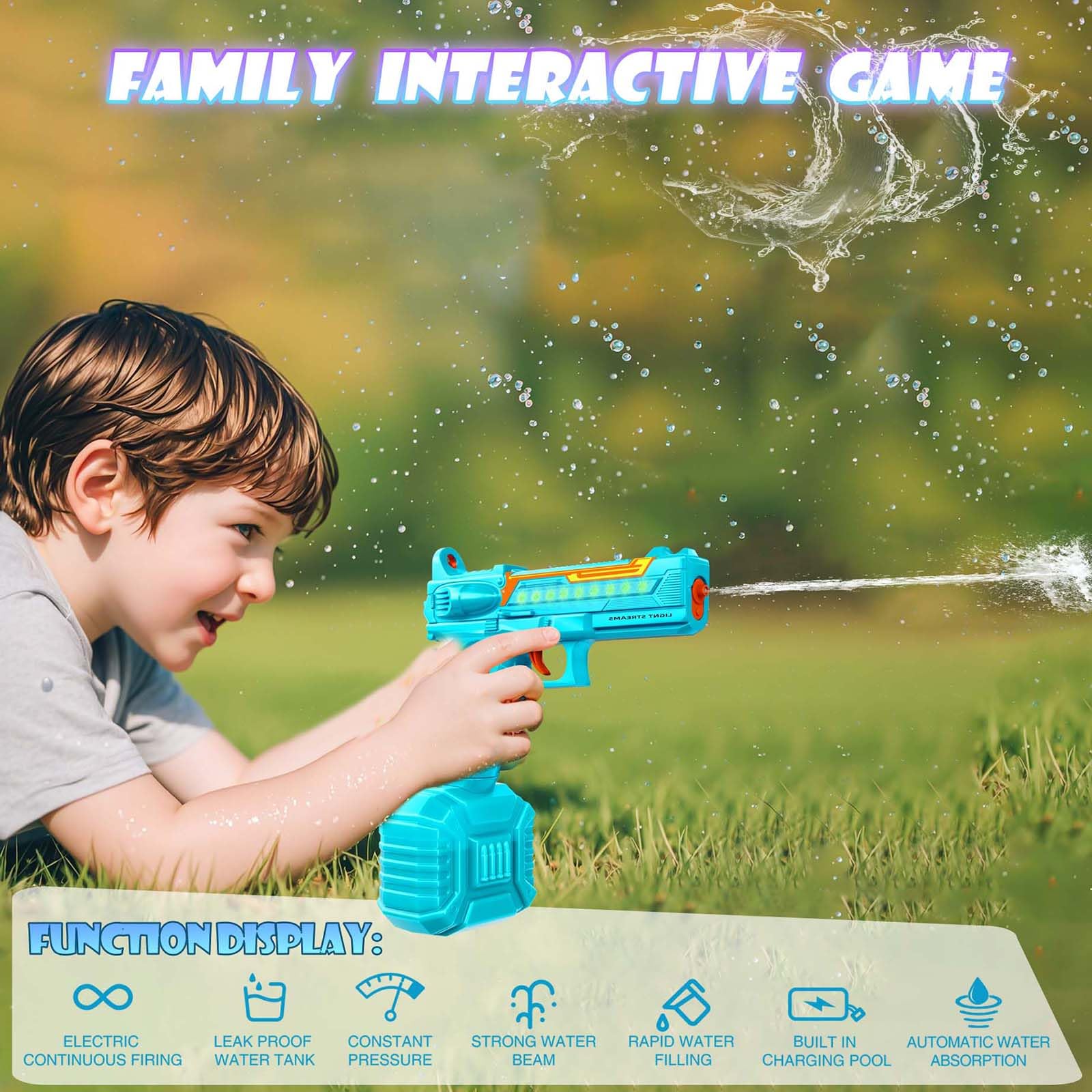 Pistola ad Acqua Elettrica, Pistole Giocattolo ad Acqua 32FT Super potente, Alta Capacità Fucile ad Acqua Elettrico Elettriche Giocattolo per Bambini e Adulti Giardino Piscina Spiaggia(Blu)
