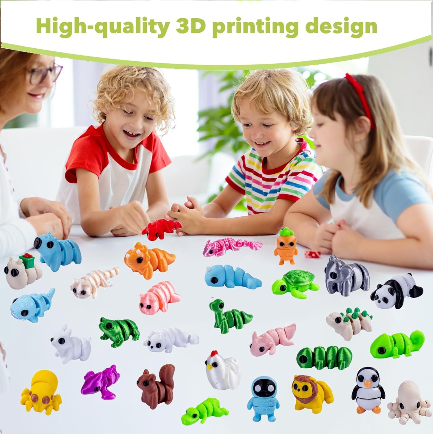 30 PCS 3D Printed Animal Figurines, Articulated Animal Figurines, Fidget Toys, Flexible Car Decor, Party Favor, Gifts for Girls and Boys, Office Desk Pets, for Easter Basket Stuffers, Birthday Gifts