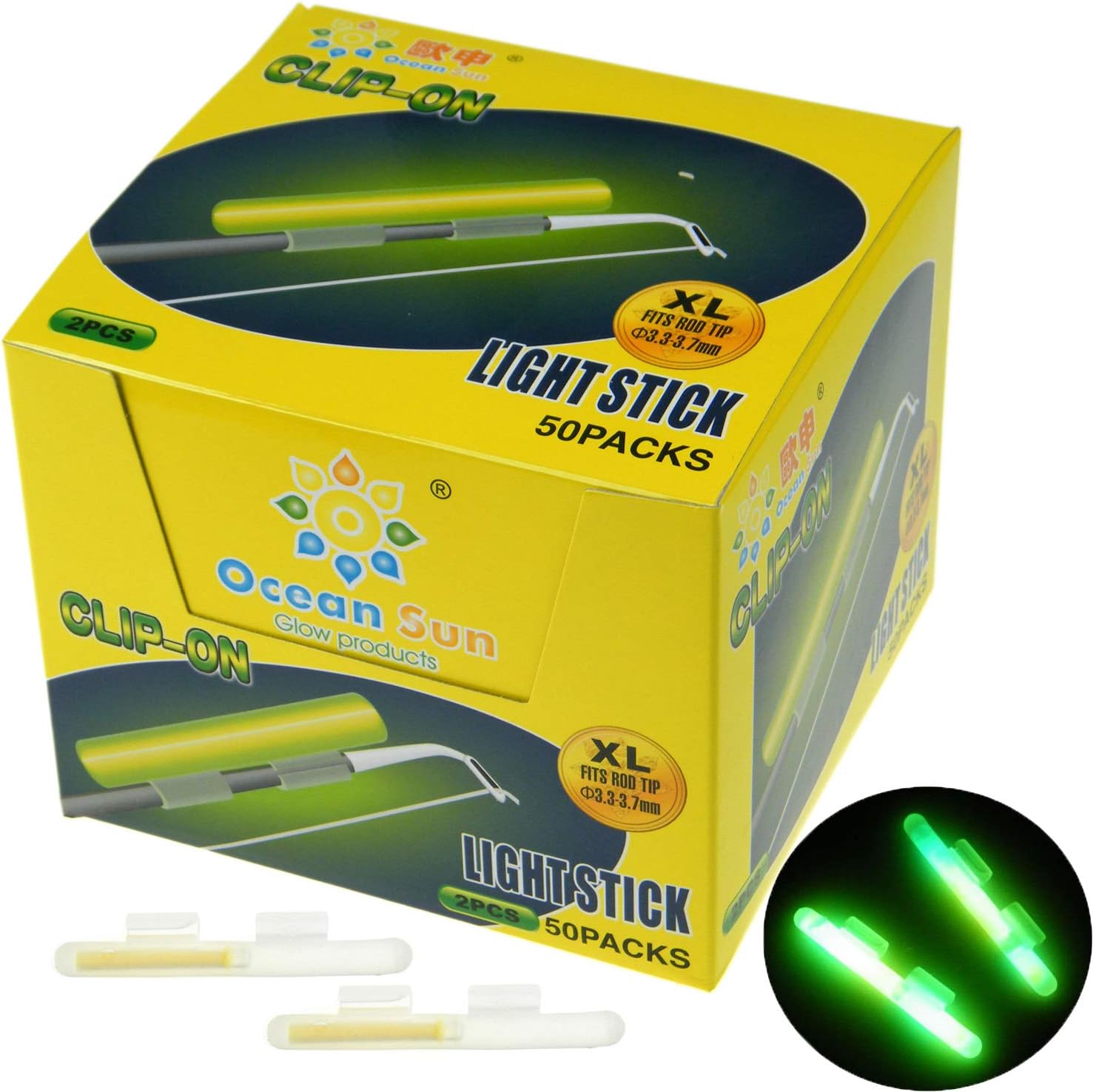 QualyQualy Glow Sticks for Fishing, Pack of 100 in 50 Bags, Kink Lights for Fishing Rods, Clip-On Fishing Kink Sticks