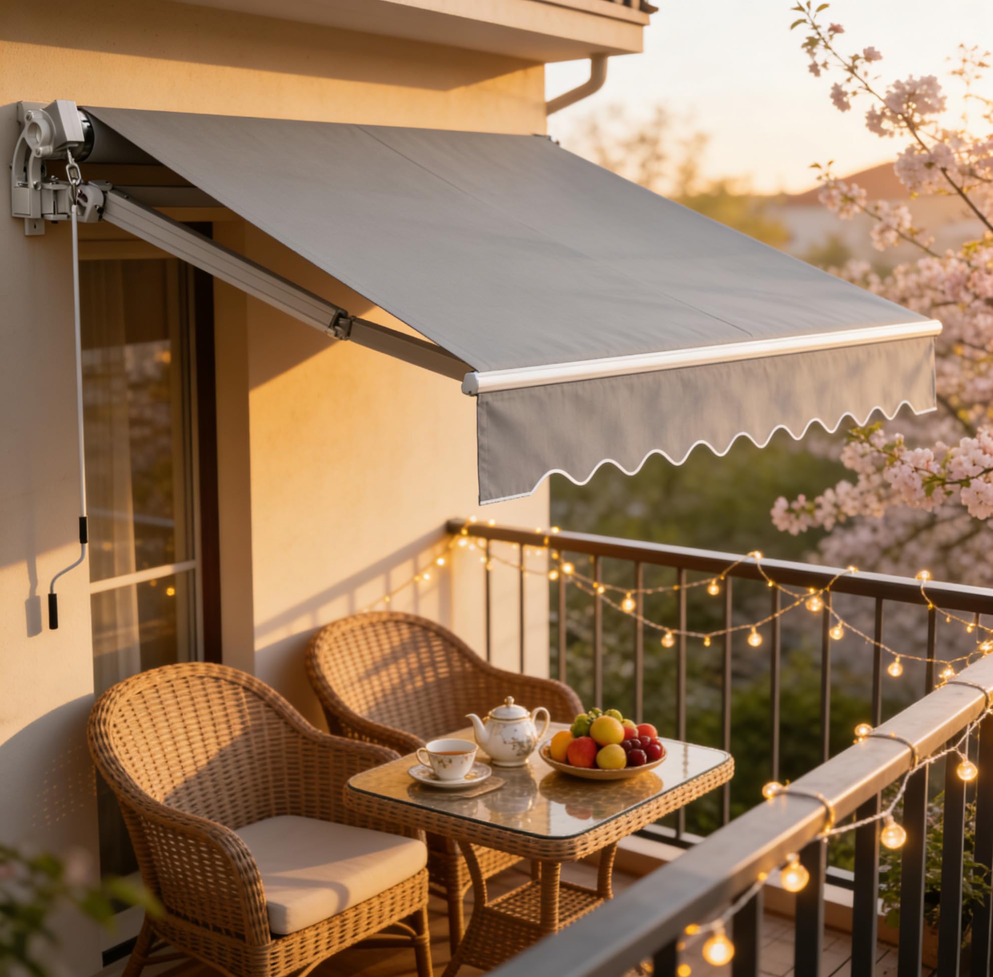 Tenda da sole per balcone 250 x 200 cm grigio chiaro
