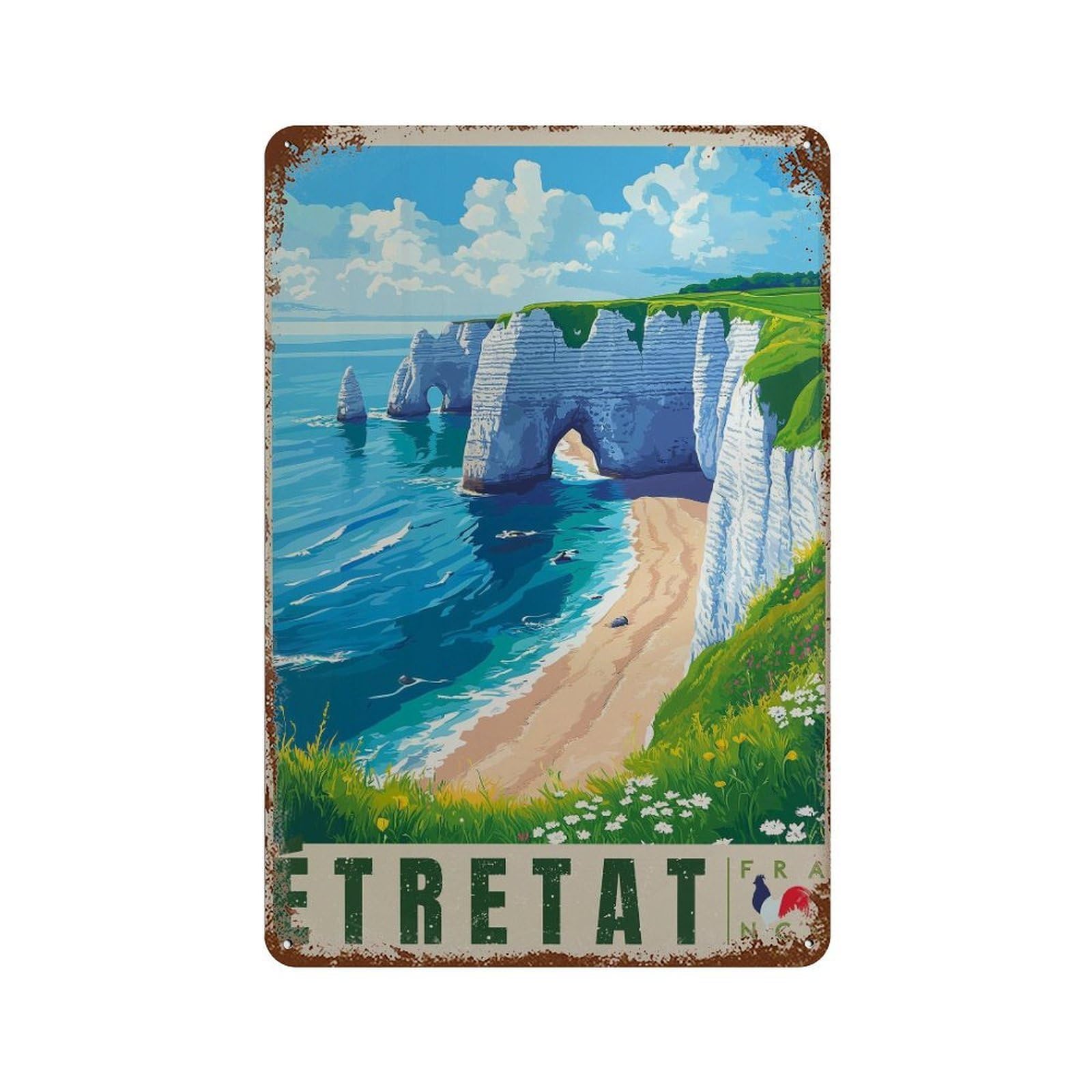 xiaoxiaoshen Etretat France Travel Normandy Coastal Wall Decor Art Metal Tin Poster Modern Home Decor Art Home Bar Shop Decorations Vintage Sign 30x20cm