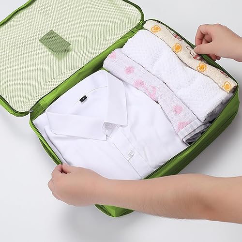 Miniatura 5 de Juego de 3 cubos organizadores de viaje, bolsas de compresión de viaje, cubos de equipaje para maletas, accesorios de viaje (verde)