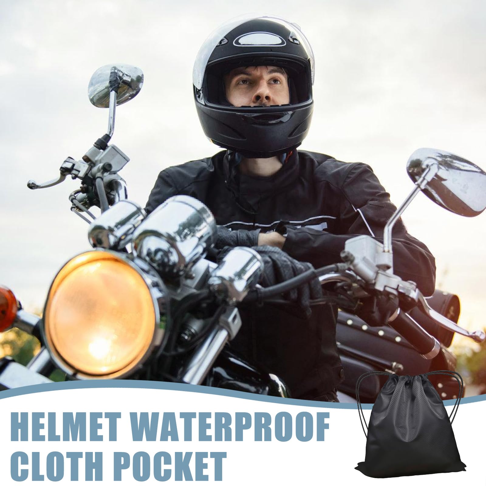 2 Borse Portacasco Per Moto E Bici - Impermeabili, 44x48 Cm, Con Coulisse Regolabile - Foto 4