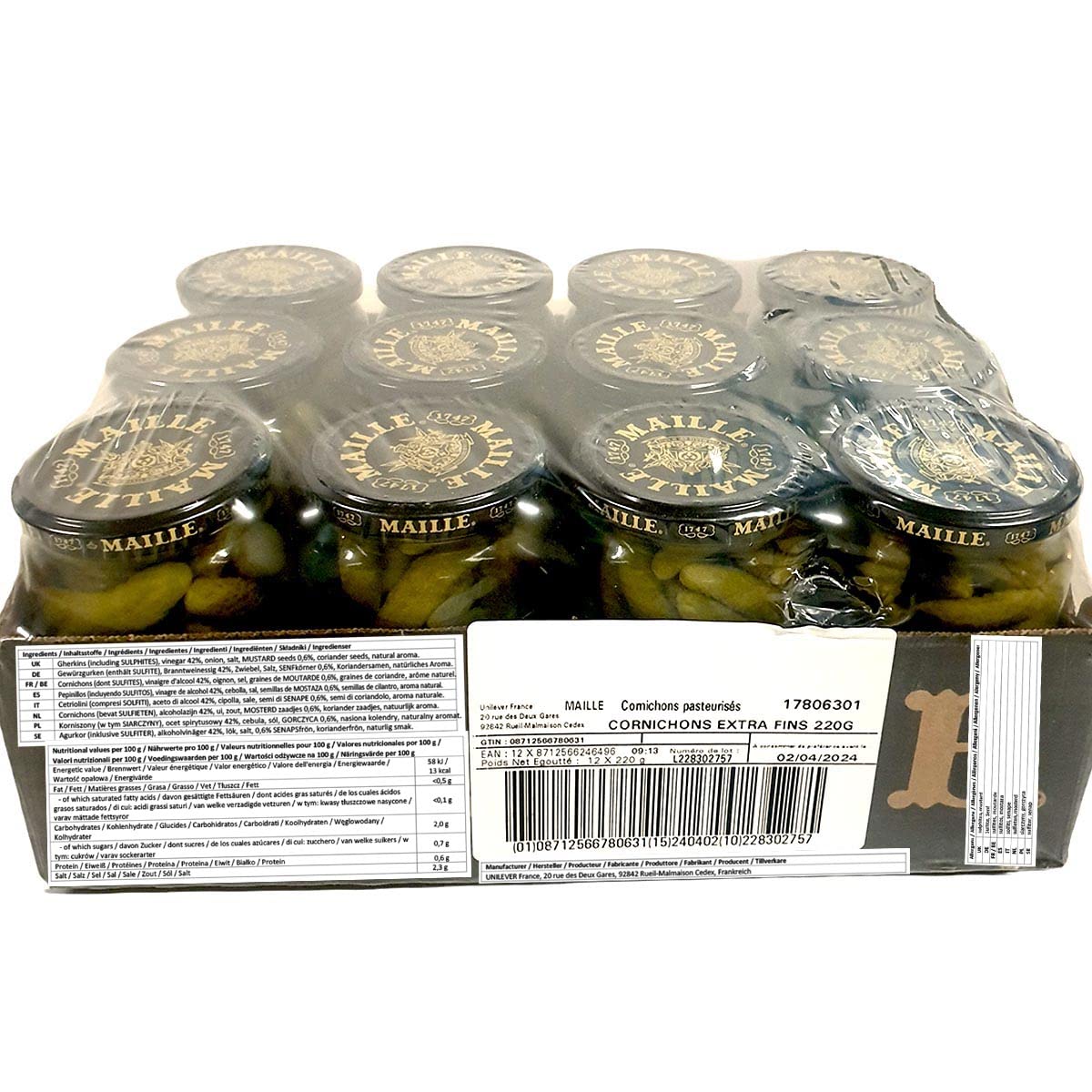 Maille Mini Gurken Cornichons Extra fein 12er Tray 12 x 400 Gr. Original aus Frankreich