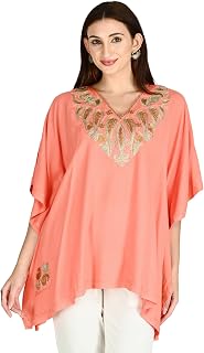 TVAREETAZ Women Kashmiri Tilla Short Kaftan, Traditional Embroidery Design, Free Size, Relaxed Fit, Lightweight Fabric (TA... Price In India