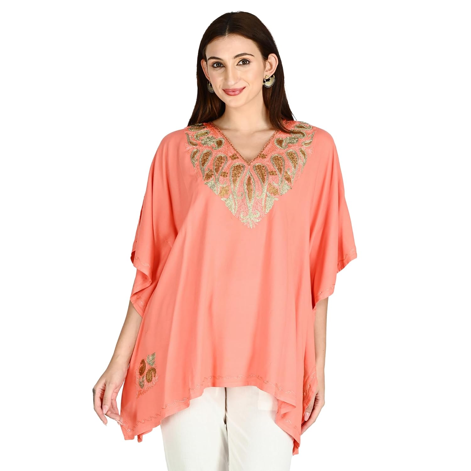 TVAREETAZ Women Kashmiri Tilla Short Kaftan, Traditional Embroidery Design, Free Size, Relaxed Fit, Lightweight Fabric (TA... - Review, Price and Buying Guide