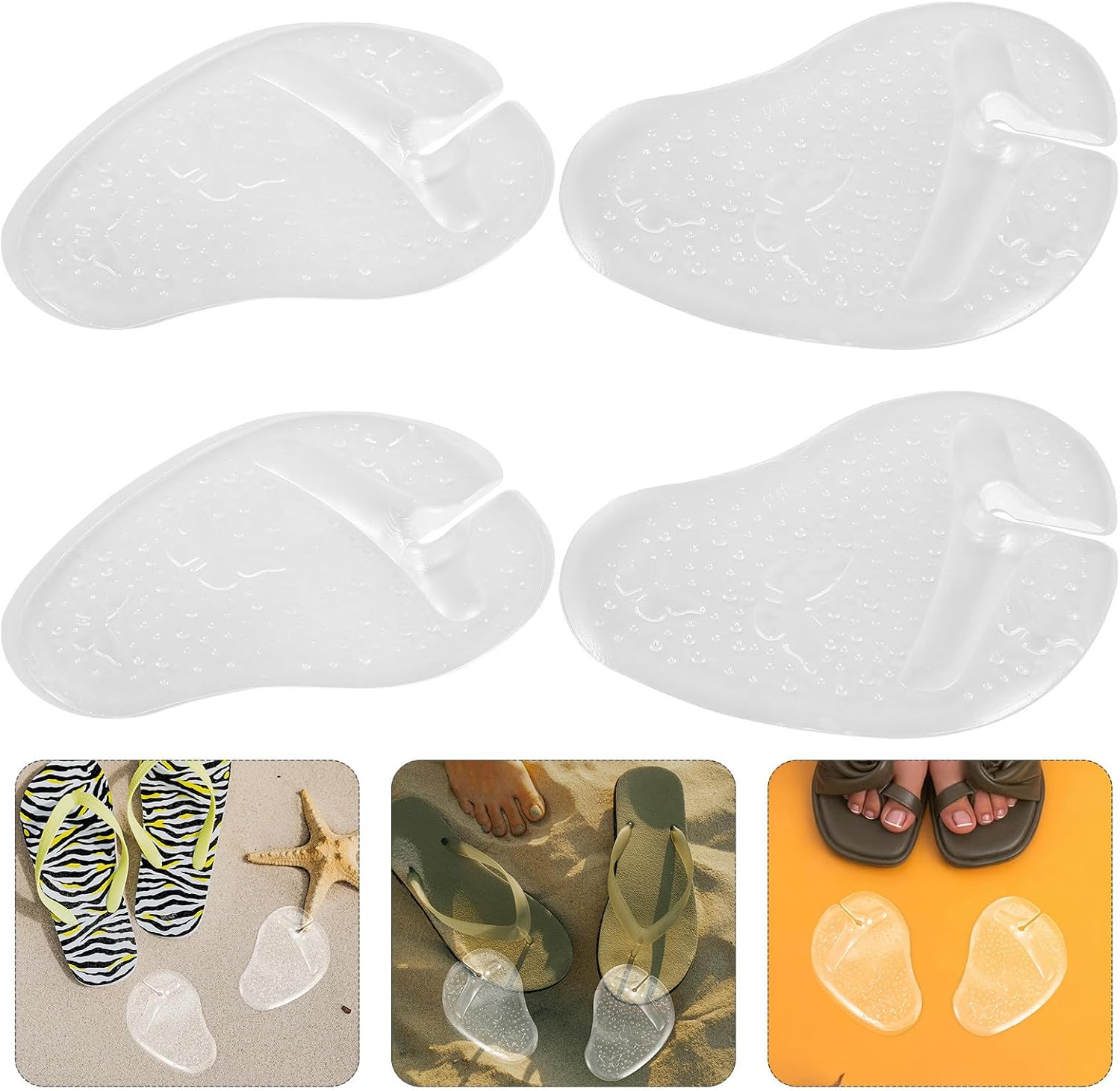 4pcs Gel Metatarsal Pads for Thong Sandals, Toe Guard Inserts