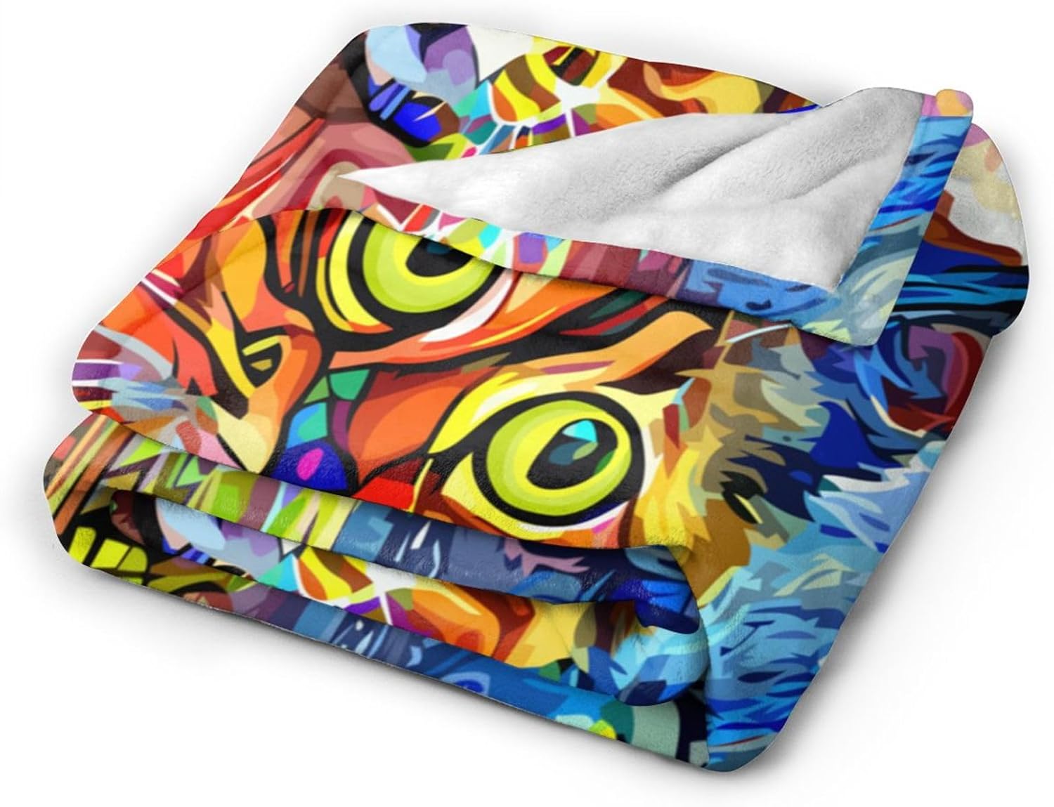 Abstract Cat Throw Blanket 60"x50" Super Soft Flannel Blanket Fuzzy Cozy Blanket