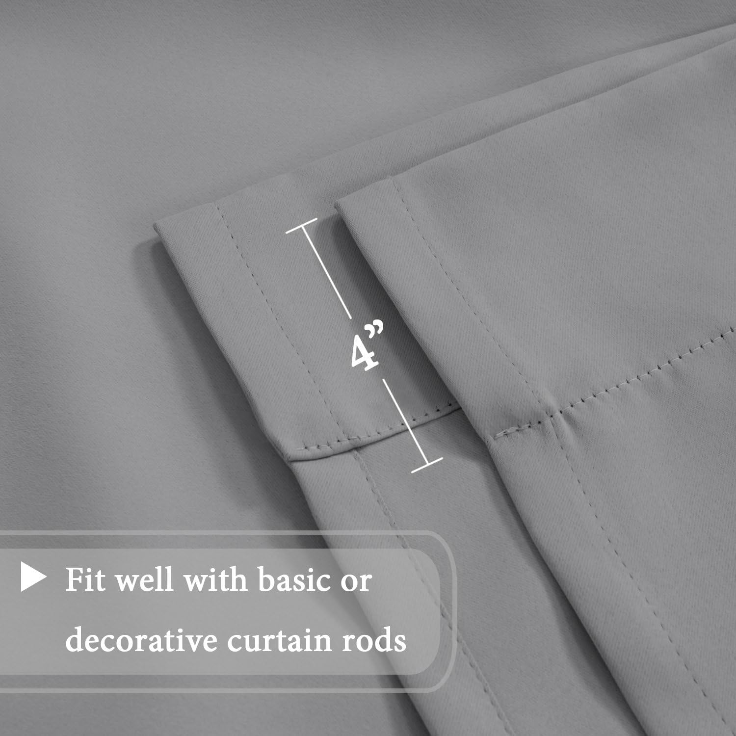 H.VERSAILTEX Blackout Tie Up Curtain Thermal Insulated Curtains Bathroom Curtain Dove Gray Tie Up Shade for Small Window (Rod Pocket Panel, 42 inches W x 63 inches L, 2 Panels)