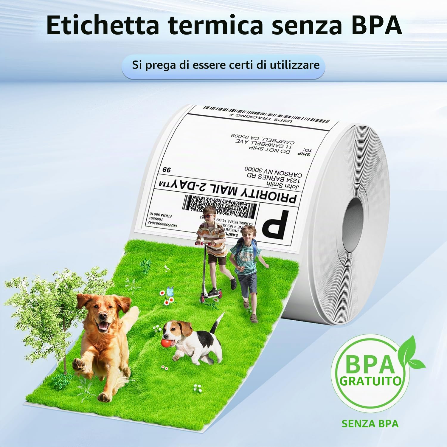 Phomemo Etichette termiche 4 x 6 – Etichette per spedizioni, etichette per stampante termica, etichette in rotolo per etichette di spedizione, indirizzo, posta, compatibili con Zebra, Munbyn, Rollo,