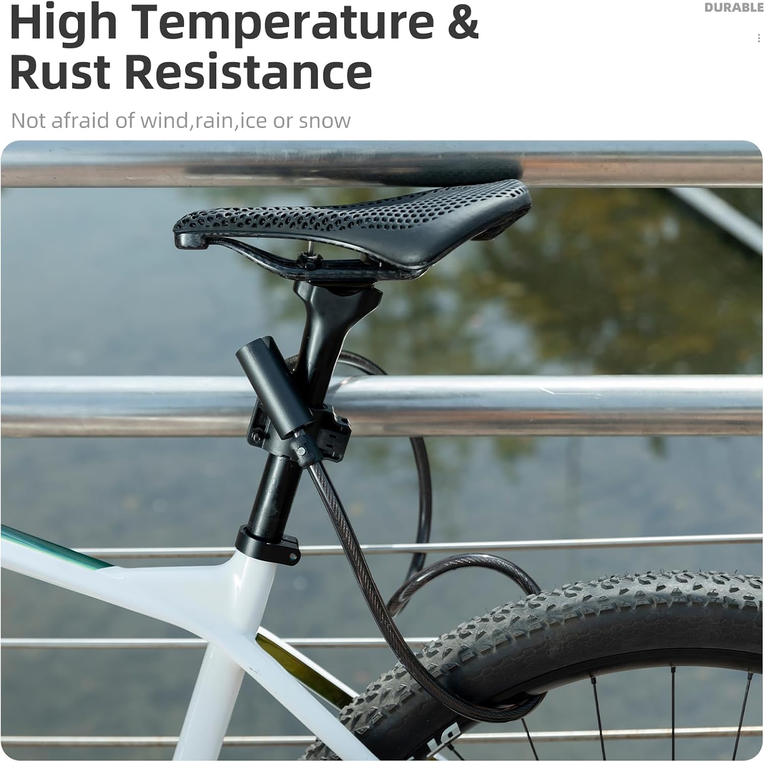 ROCKBROS Bike Cable Lock with 2 Keys, PVC-Coated Steel and Mount Bracket