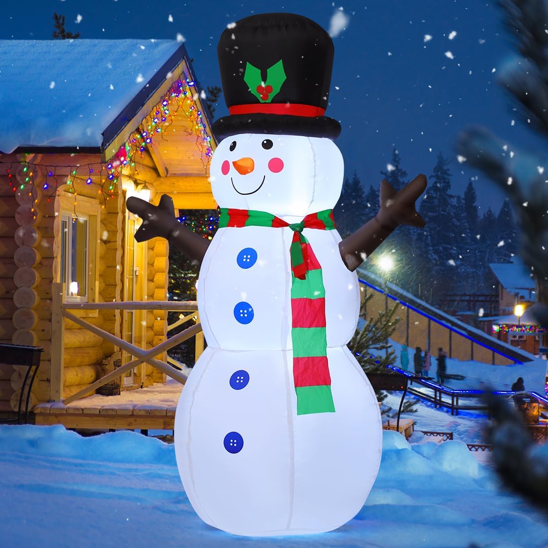 GOOSH 6 FT Inflatable Outdoor Snowman Holiday Decoration Blow Up Snowman with Branch Hand for Yard, Garden, Indoor & Outdoor Parties