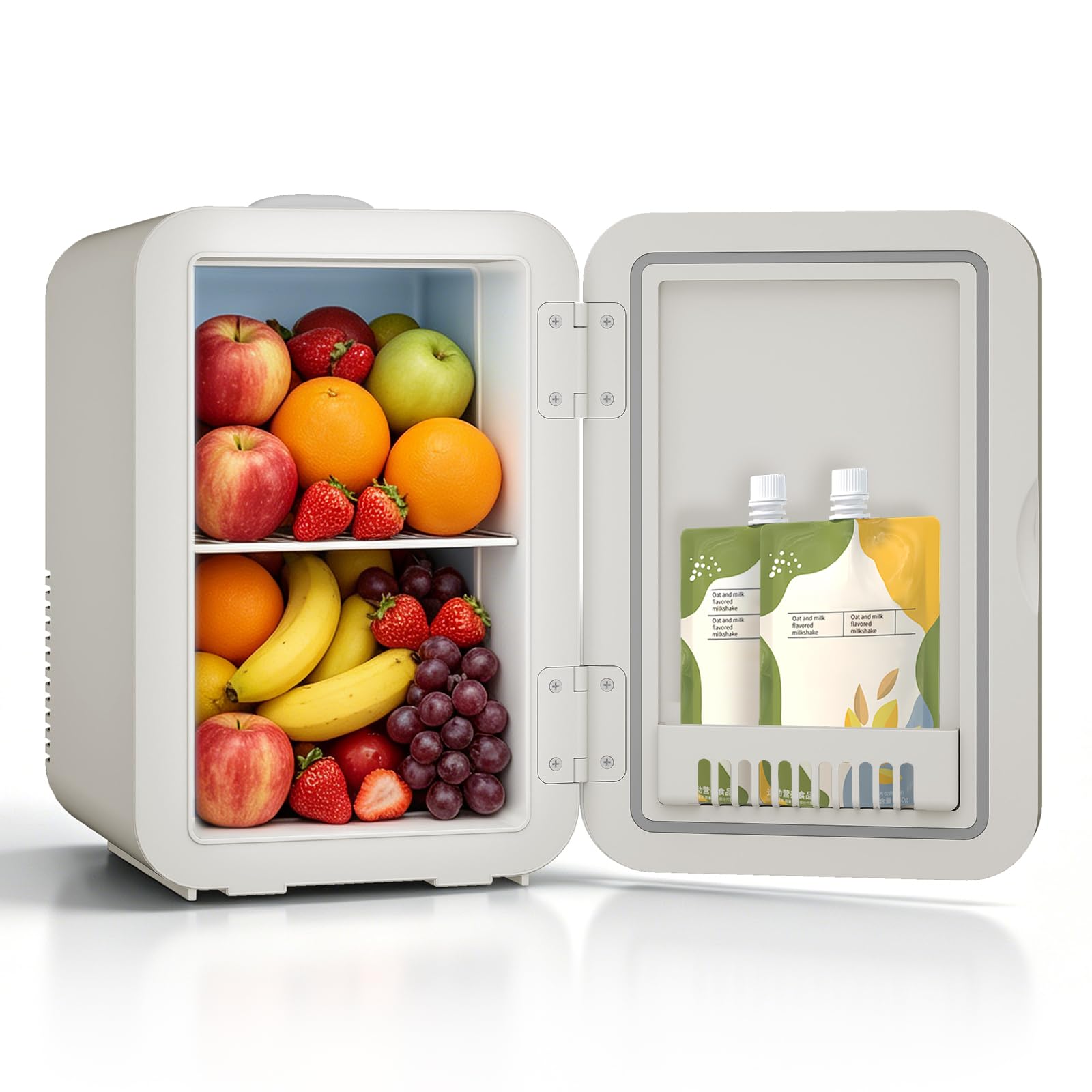 YOURLITE Mini Frigo de Chambre 8L, Mini Réfrigérateur Portable, Fonction Chaud Froid, Silencieux, 12V 240V, Beige