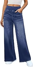 Women's Wide Leg Jeans High Waisted Stretchy Denim Pants Elastic Waist Pull On Sweatpant Jeans Trendy Baggy Loose