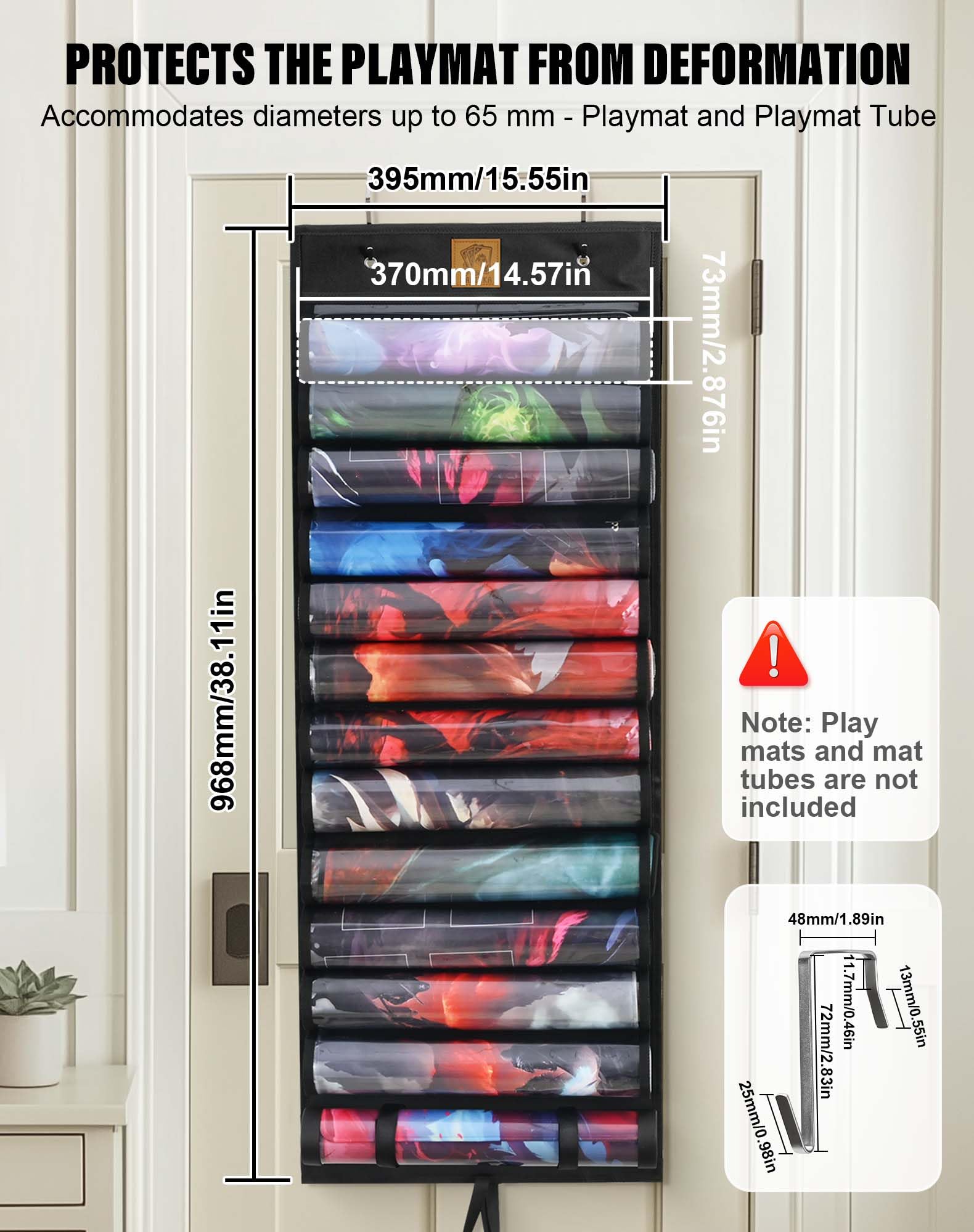 Kabinka Support de tapis de jeu, sac de rangement pour MTG avec 2 crochets, peut contenir 12 + 1 tapis de jeu de cartes avec fentes en plastique transparent, organiseur portable pour tapis de JC/RPG