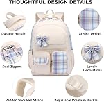 Girls Backpack for School Teen: 15.6 Inch Cute Bookbag for College Student | Middle High School Laptop Backpacks, Lightweight Casual Daypack, Travel Back Pack for Women,Beige