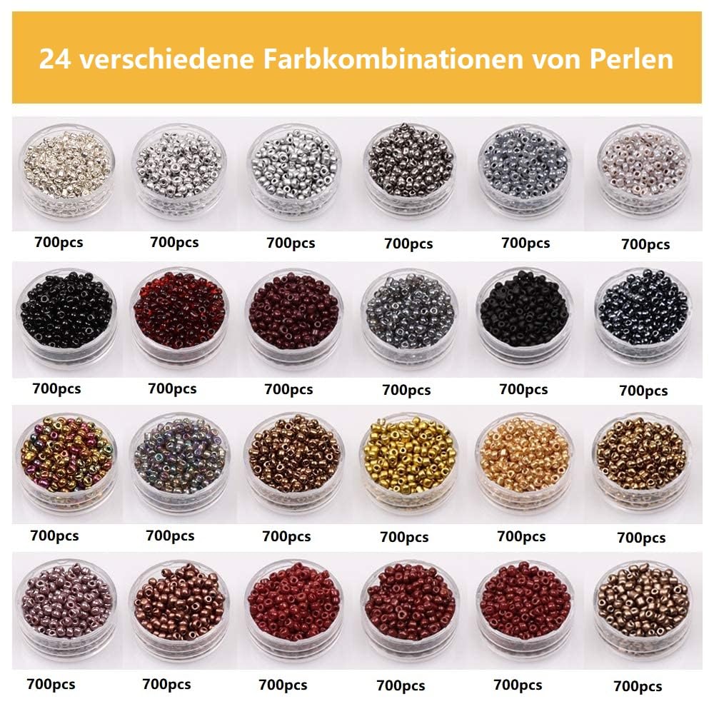 Prettme 16800 Pieces 2 mm Beads for Threading 12/0 Seed Beads for Bracelets Bracelets Making Yourself - Image 2